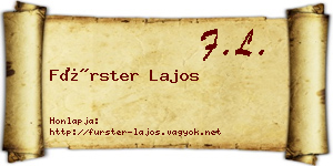 Fürster Lajos névjegykártya